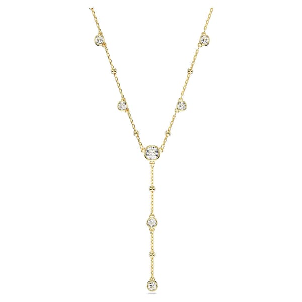 Swarovski collier Imber Y necklace Round cut, White, Gold-tone plated - 5684510